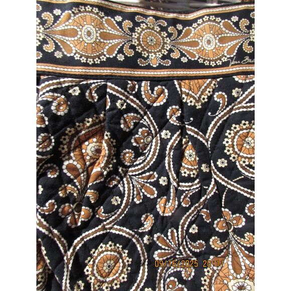 Vera Bradley medium sized purse bag black, tan zipper closure - Picture 2 of 6